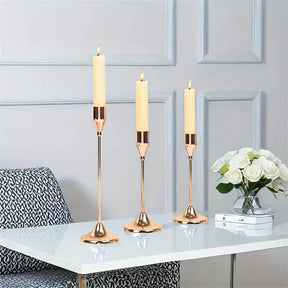 Castiçais de Vela Luxury Dourado 3 Peças - Decorize