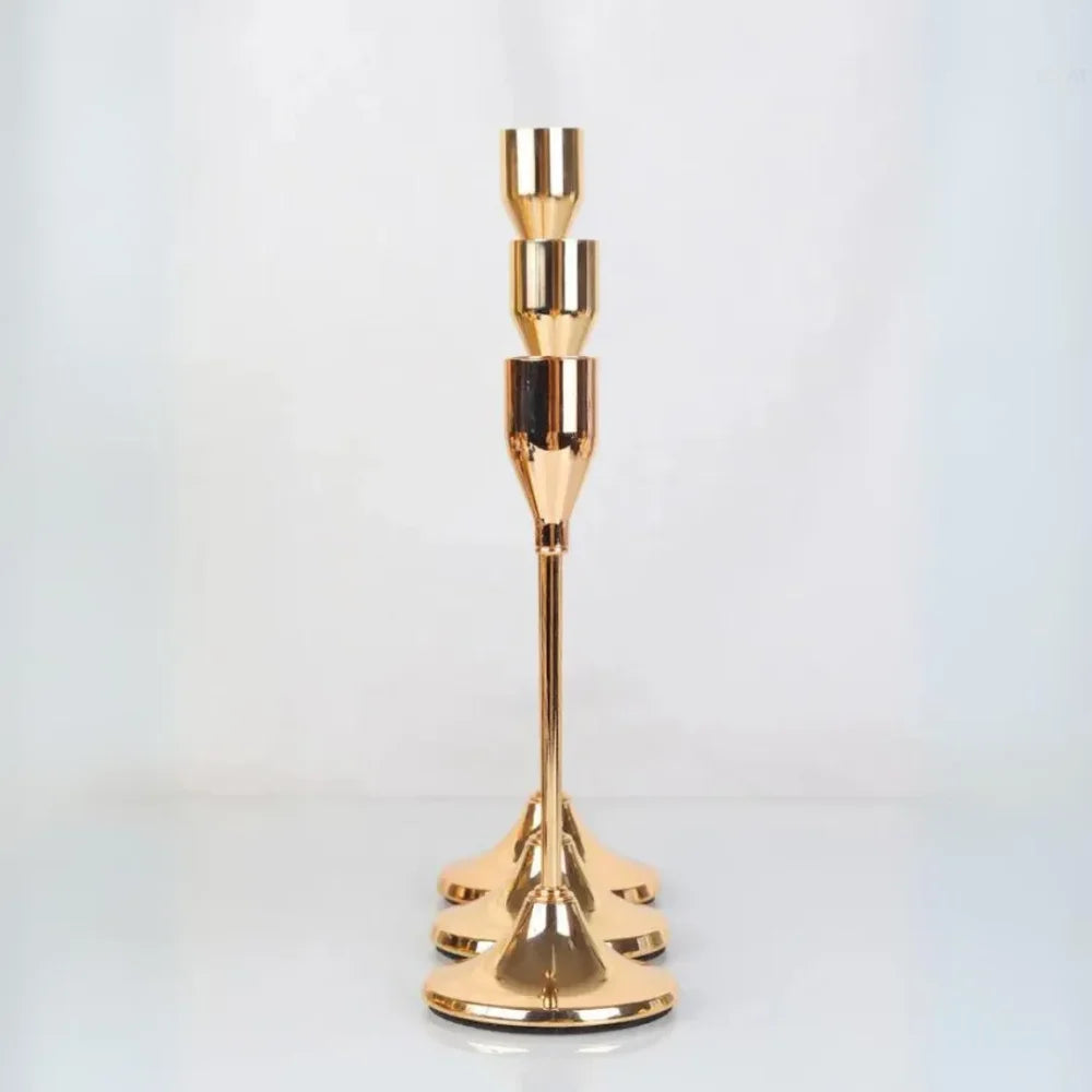 Castiçais de Vela Luxury Dourado 3 Peças - Decorize