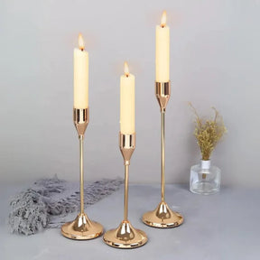 Castiçais de Vela Luxury Dourado 3 Peças - Decorize