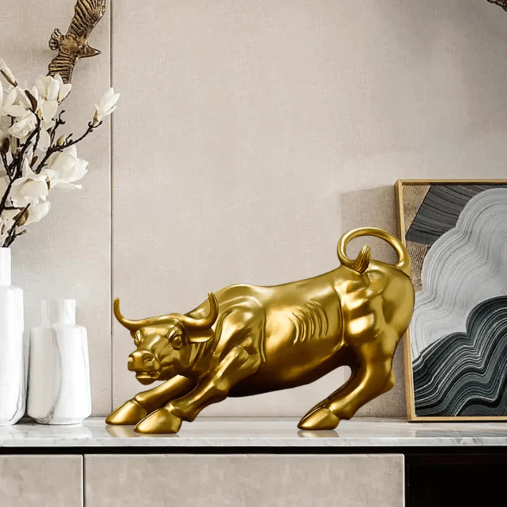 Escultura Touro de Wall Street Dourado - Decorize