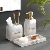 Kit Dispenser Para banheiro Branco Perolado - Decorize